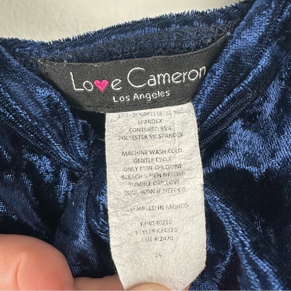 Love Cameron Mini Dress Size XS Blue Velvet Y2K Whimsygoth Fairy Sapphire Bow - Picture 5 of 7